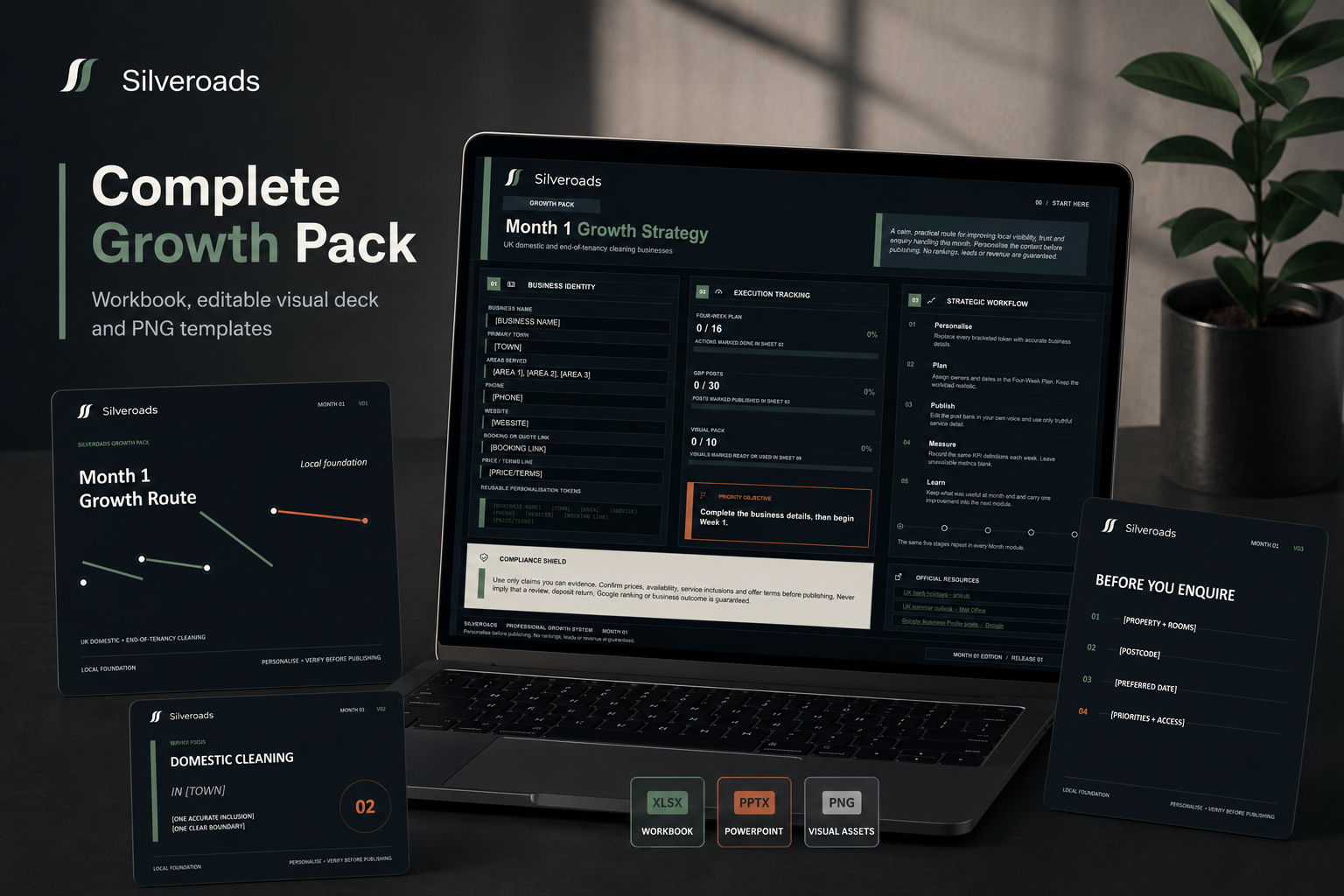 Silveroads Growth Pack workbooks, content plans and visual templates