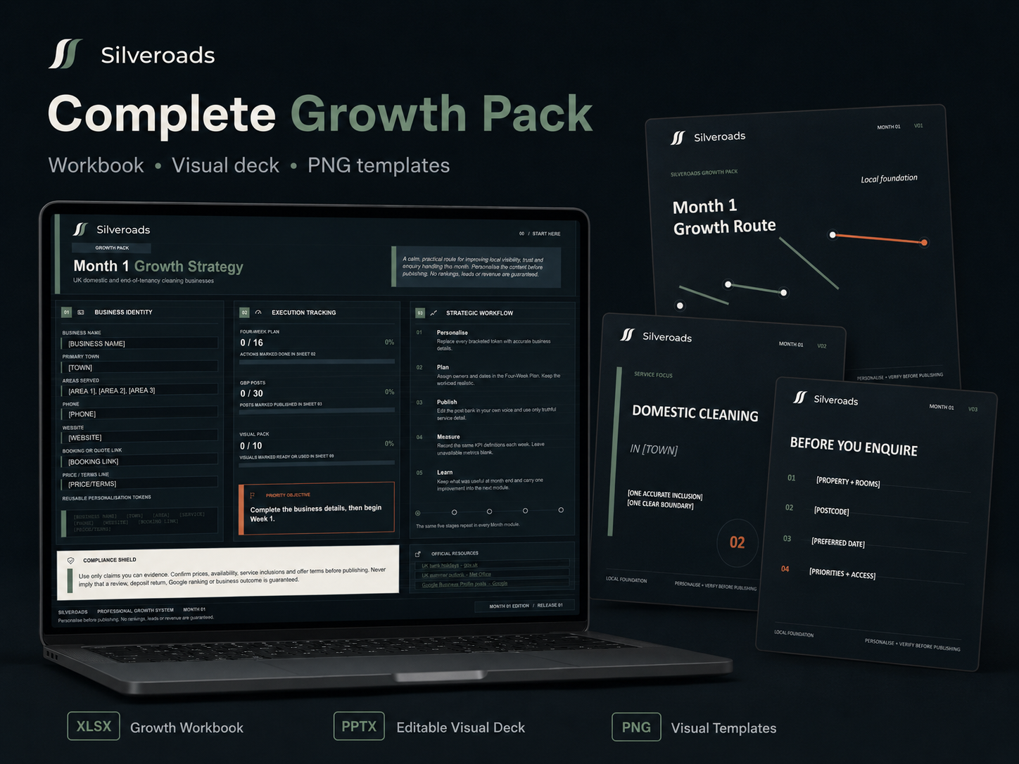 Silveroads Growth Pack editable local marketing workbook dashboard