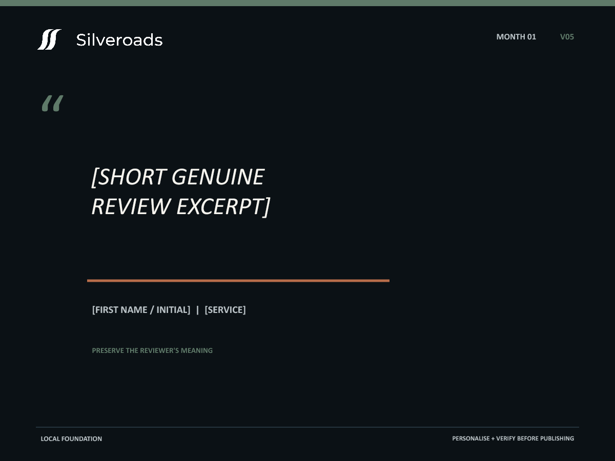 Silveroads Growth Pack editable customer review visual template