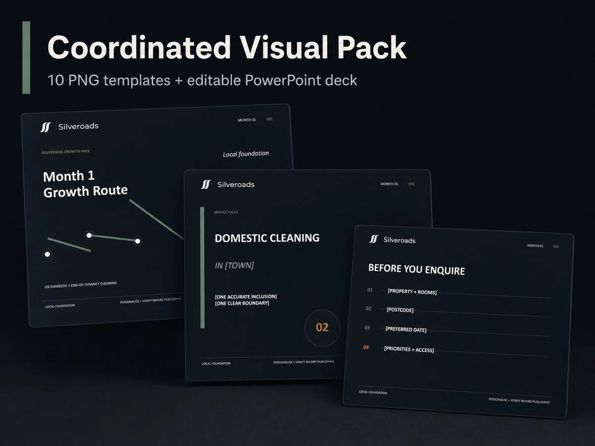 Three real Silveroads visual templates presented as premium overlapping cards