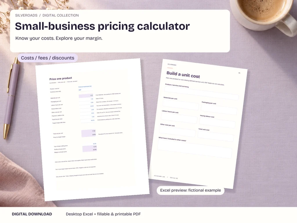 Small-business pricing calculator - actual file preview