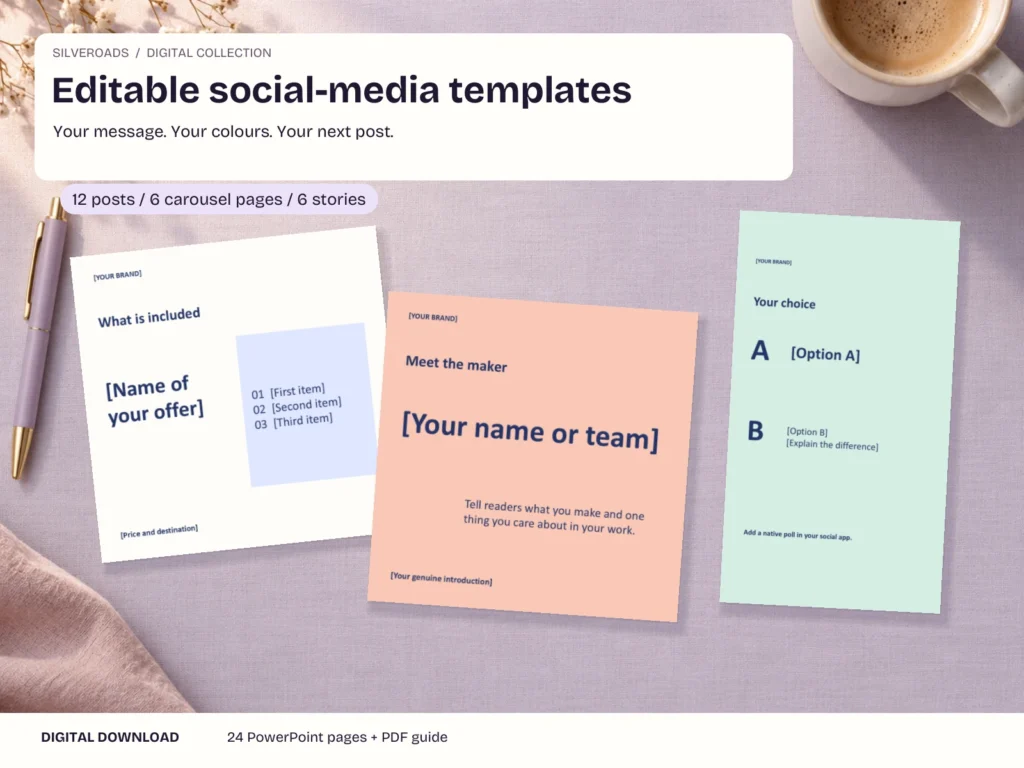Editable social-media template pack - actual file preview